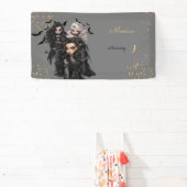 シックなグレームゴシックホラーの女の子誕生日パーティー 横断幕 (インサイチュ)