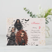 シックなグレームゴシックホラー女の子の誕生日パーティー 招待状 (スタンド正面)