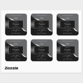 シックなグレー ブラック ウェーブ シルバー ロゴ 商品ラベル スクエアシール (シート)