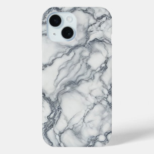 シックなグレー&ホワイト大理石ルックグラマー iPhone 15ケース