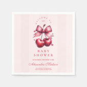 シックなコケットさくらんぼオントップベビーシャワー スタンダードカクテルナプキン (正面)