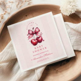シックなコケットさくらんぼオントップベビーシャワー スタンダードカクテルナプキン