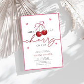 シックなコケットさくらんぼオントップベビーシャワー 招待状