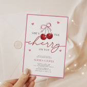 シックなコケットさくらんぼオントップベビーシャワー 招待状