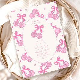 シックなコケットさくらんぼオントップベビーシャワー 招待状