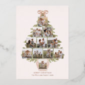 シックなコケットクリスマスツリー12フォトバラ金ゴールド 箔シーズンカード (正面)