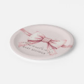 シックなコケットピンクボウベビーシャワー ペーパープレート (アングル)