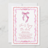 シックなコケットボウウォーターカラーブライダルシャワー 招待状 (正面)