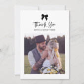 シックなコケット弓と写真 | ウェディング サンキューカード (正面)