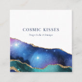 シックなコズミックスター銀河系ビジネスQRコードソーシャル スクエア名刺 (正面)