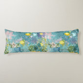 シックなコラージブルーターコイズシチリア柑橘類フローラ ボディピロー (正面)