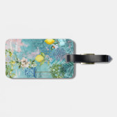 シックなコラージブルーターコイズシチリア柑橘類フローラ ラゲッジタグ (裏面横)