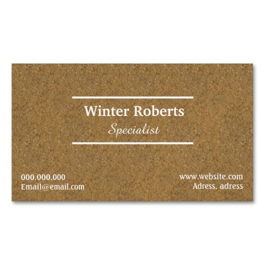 シックなコルク木 マグネット名刺 (正面)