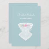 シックなコルセットの花の個人的なランジェリーのブライダルシャワー 招待状 (正面/裏面)