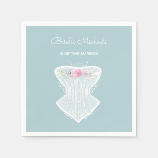 シックなコルセットフローラパーソナルランジェリーブライダルシャワー スタンダードカクテルナプキン (正面)