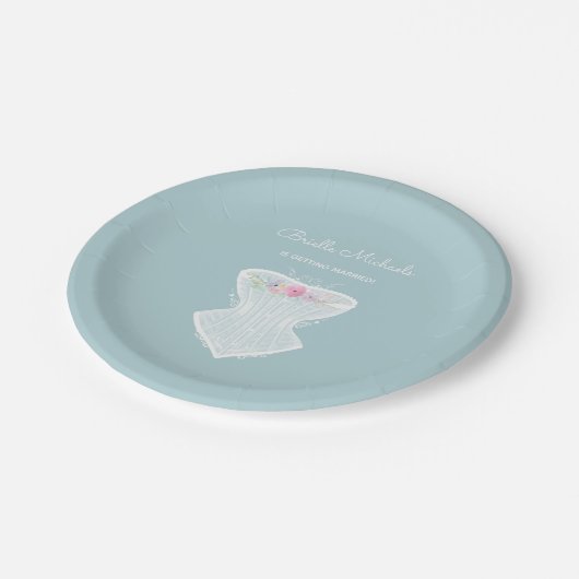 シックなコルセットフローラパーソナルランジェリーブライダルシャワー ペーパープレート (アングル)