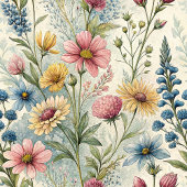 シックなコージーボホパステルピンクブルーワイルドフラワーズ フリースブランケット