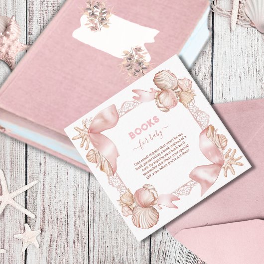 シックなコースタルパールブックスベビー エンクロージャーカード