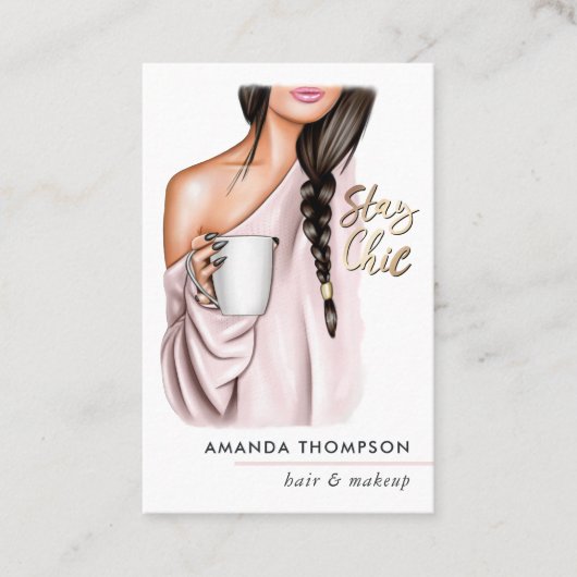 シックなコーヒー美しいファッション名刺 名刺 (正面)