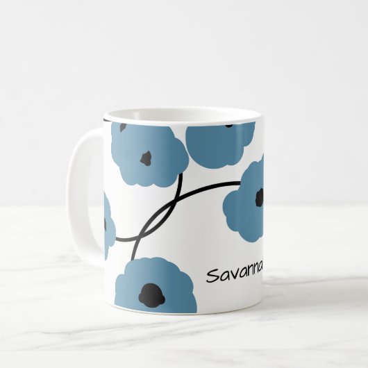 シックなコーヒーMUG_MOD B; UEおよび黒いケシ コーヒーマグカップ (正面左)