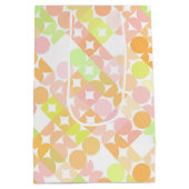 シックなコーラルオレンジ赤面ピンクサークルアートパターン ミディアムペーパーバッグ (裏面)