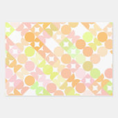 シックなコーラルオレンジ赤面ピンクサークルアートパターン ラッピングペーパーシート (正面)