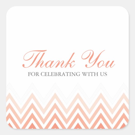 シックなコーラルグラデーションシェブロン スクエアシール (正面)