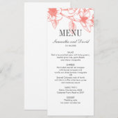 シックなコーラルマグノリア結婚フラワーズディナー 招待状 (正面/裏面)