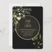 シックなゴシック金ゴールドとブラック結婚式招待状 招待状 (正面)