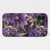 シックなゴールデンとパープルのフローラ Case-Mate iPhoneケース (裏面(横))