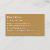 シックなゴールデンとブラックの弁護士の名刺 名刺 (裏面)