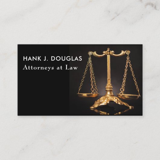 シックなゴールデンとブラックの弁護士の名刺 名刺 (正面)