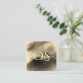 シックなゴールデンウォーターのカラー抽象芸術 モノグラムの スクエア名刺 (スタンド正面)