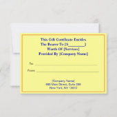 シックなゴールデンカード、ラグジュアリー金ゴールドギフト証明書 (裏面)