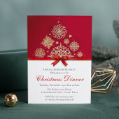 シックなゴールデンマンダラクリスマスディナーパーティー 招待状