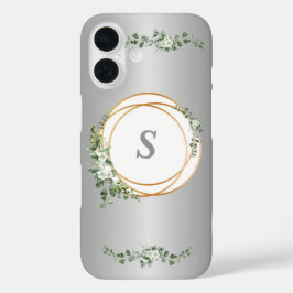 シックなゴールデンリングや輪とはっきりしたフローラアクセント iPhone 16ケース
