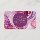 シックなゴールデンロゴスパークリー&パープルアゲートグリッター 名刺 (正面)