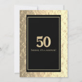 シックなゴールドの50歳の誕生日パーティー 招待状 (裏面)
