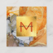 シックなゴールドフォイルグレイとアンバーカスタムDIYスクエアB スクエア名刺 (正面)