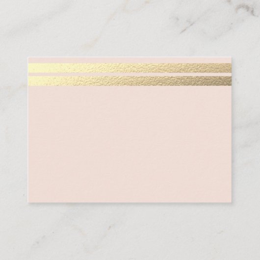 シックなゴールドフォイルストライプ赤面ピンクアドバイスカード エンクロージャーカード (裏面)