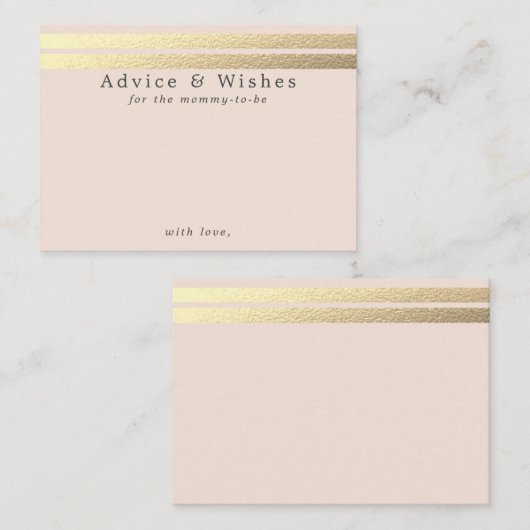 シックなゴールドフォイルストライプ赤面ピンクアドバイスカード エンクロージャーカード (正面/裏面)