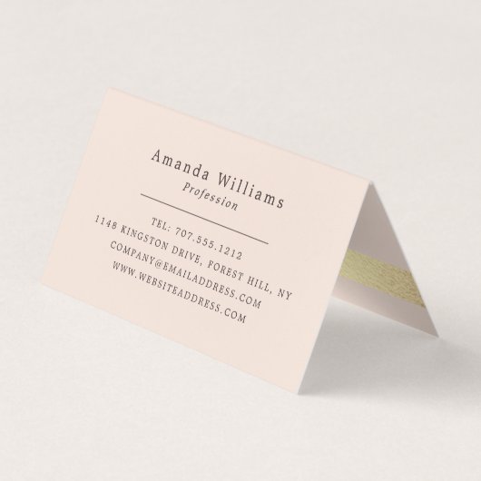 シックなゴールドフォイルストライプ赤面ピンクダブルロイヤリティ 名刺 (裏面)