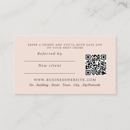 シックなゴールドフォイルストライプ赤面ピンク紹介カード エンクロージャーカード (裏面)