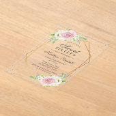 シックなゴールドフォイルフローラスウィート16誕生日 アクリル招待状 (レイダウン)