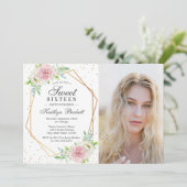 シックなゴールドフォイルフローラフォトスイート16誕生日 招待状 (スタンド正面)