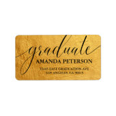 シックなゴールドフォイルブラックエレガントタイポグラフィ卒業生 ラベル (正面)