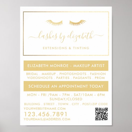 シックなゴールドフォイル美しいメイクアップアーティスト ポスター (正面)