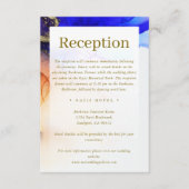 シックなサファイアブルーオレンジ結婚金ゴールド エンクロージャーカード (正面)