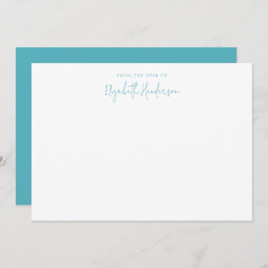 シックなサファイアブルースクリプト ノートカード (正面/裏面)