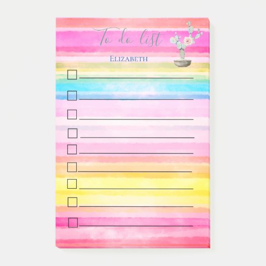 シックなサボテンの水の色のリストを実行する ポストイット (正面)